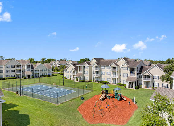 Aerial View of Tennis Court