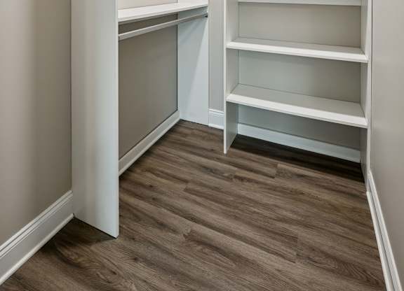 Walk-In Closet With Built-In Shelving