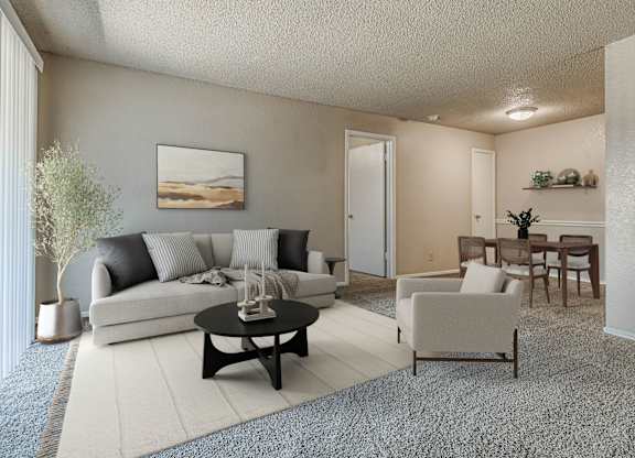 Living Room with Plush Carpeting
