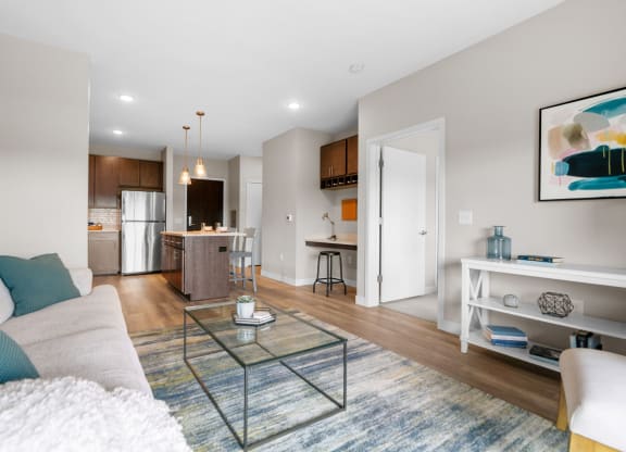 Living Room with Wood-Style Flooring
