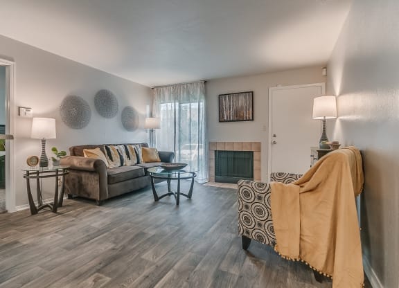 Living Room Featuring Wood-Style Flooring