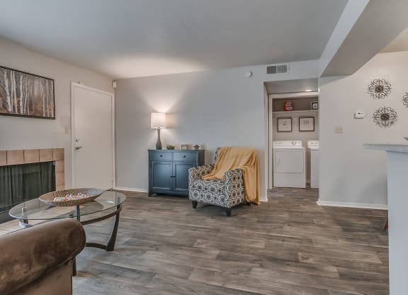 Wood-Style Flooring  & Light Grey Walls