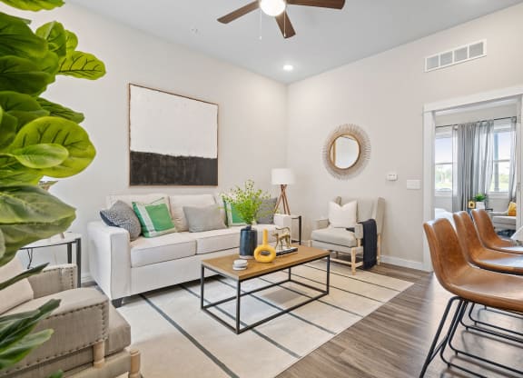 Spacious Living Area With Wood-Style Flooring