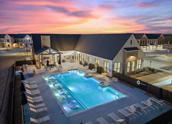 Twilight Aerial of Clubhouse