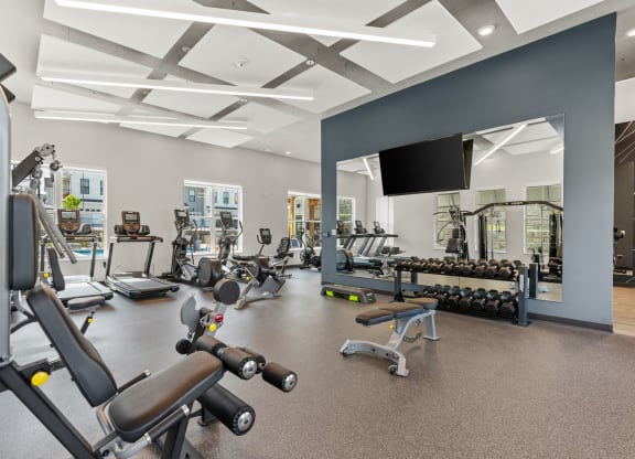 Fitness Center with Dumbbell Equipment
