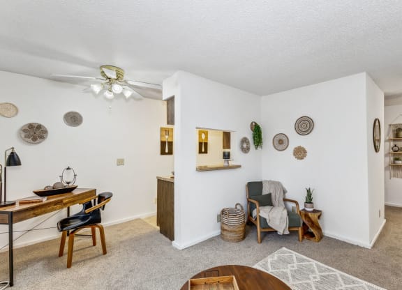 Spacious Living Area with Carpet