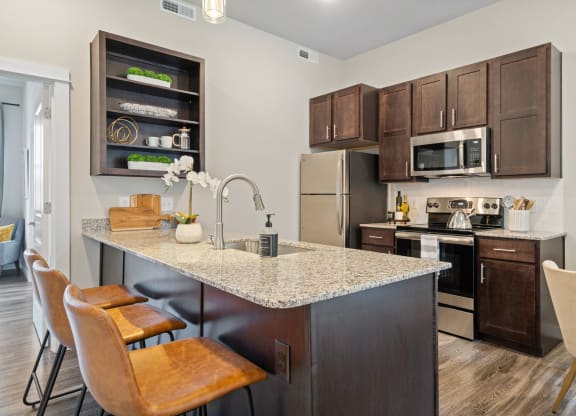 Fully-Equipped Kitchen with Dark Cabinetry