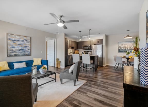 Spacious Living Area With Wood-Style Flooring