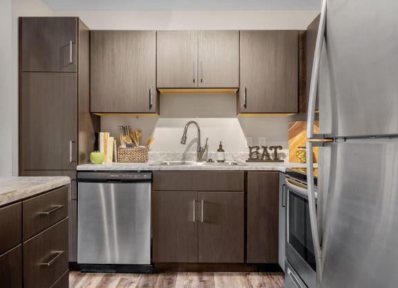 Kitchen with Dark Wood Cabinets