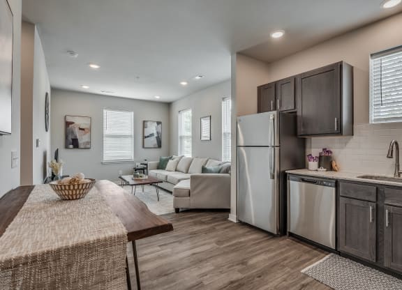 Spacious Living Area With Wood-Style Flooring