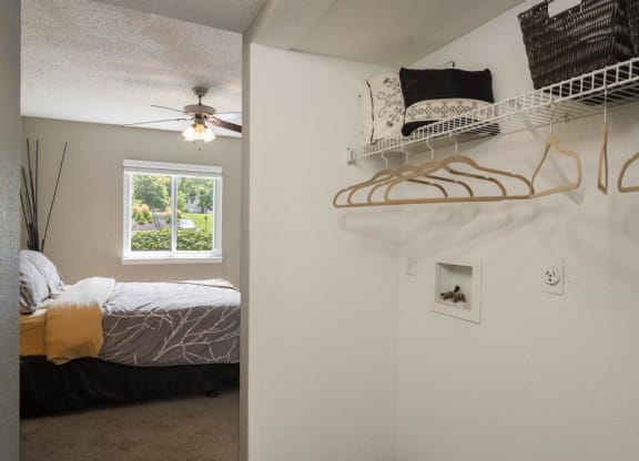 Open Closet With Washer & Dryer Connection
