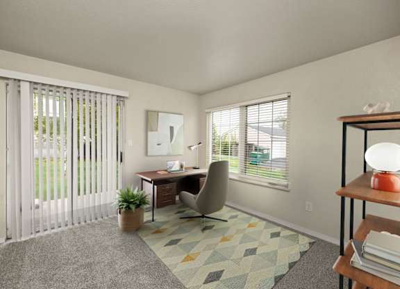 Office space with patio walkout