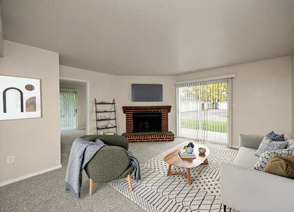 Living Room with Plush Carpeting