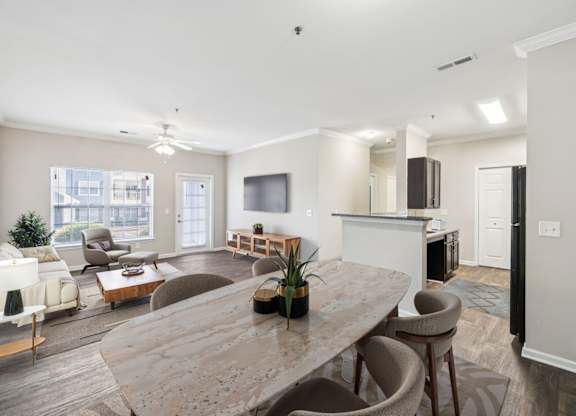 Dining Area with Vinyl Plank Flooring