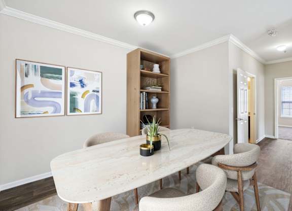 Spacious Dining Area With Wood-Style Flooring