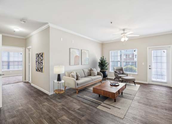 Living Area with Hardwood-Style Floors