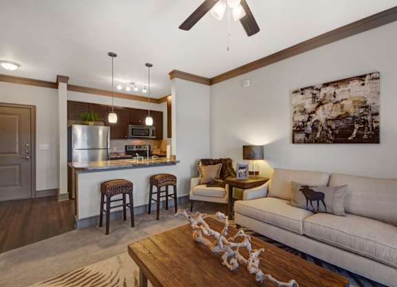 Spacious Living Area with Carpet