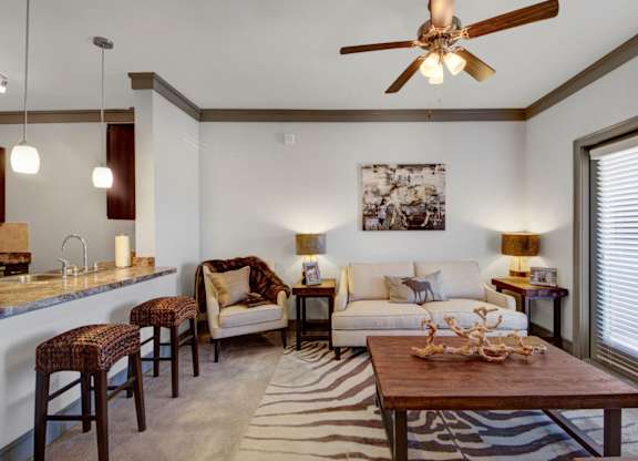Living Area with Ceiling Fan