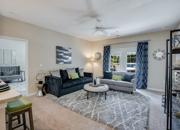 Spacious Living Room with  French Patio Door