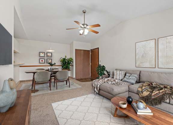 Spacious Living Area with Ceiling Fan