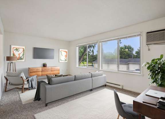 Spacious Living Area with Carpet