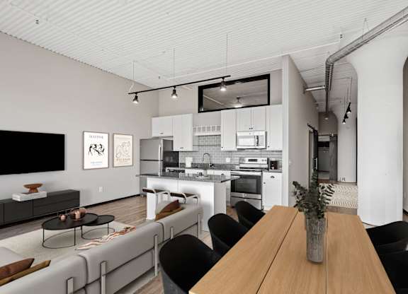 Spacious Living Area With Wood-Style Flooring