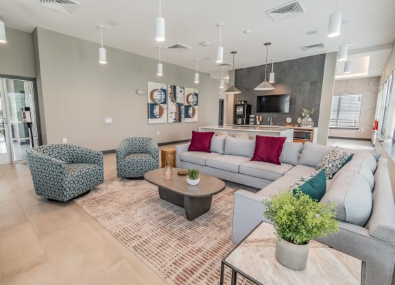 Clubhouse Lounge Area With Couch & Chairs