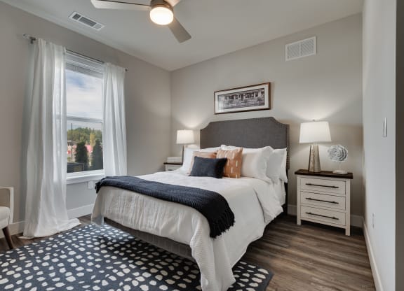 Bedroom With Ceiling Fan & Light