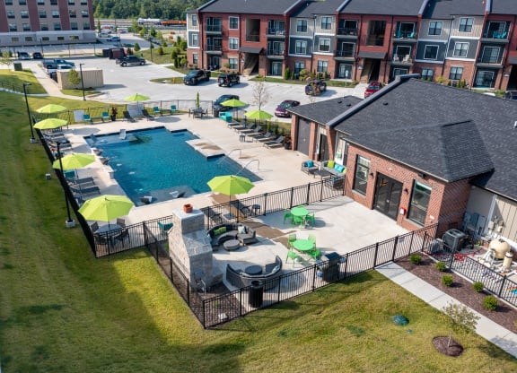 Aerial View Of The Pool, Fireplace Lounge & Clubhouse