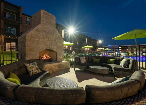 Outdoor Fire Lounge Area Next To The Pool