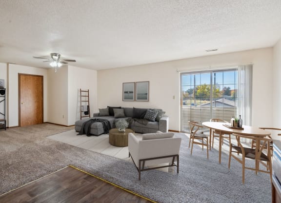 Spacious Living Area with Carpet