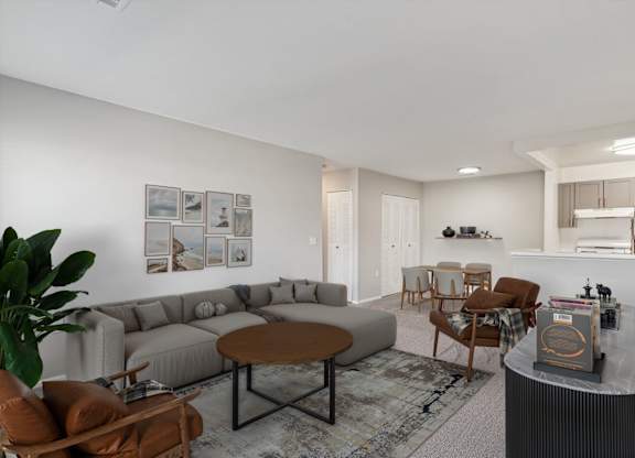 Spacious Living Area with Carpet