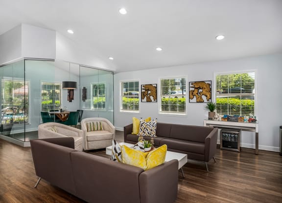 Clubhouse Lounge With Glass Enclave Co-Working Space