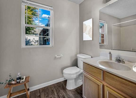 Bathroom with Wood cabinetry