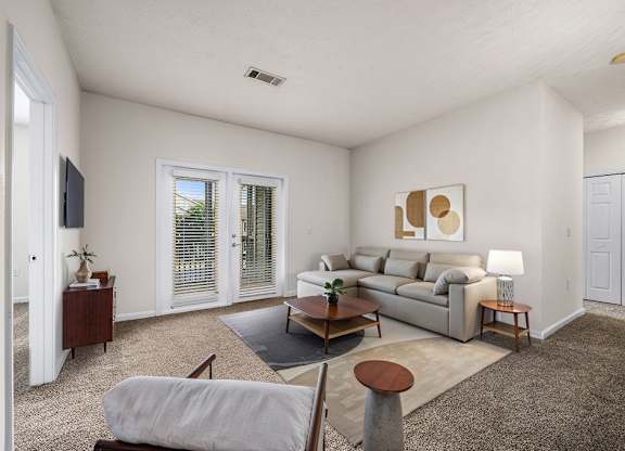 Spacious Living Area with Carpet