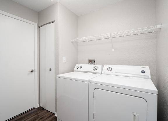Washer and Dryer with Built In Shelving