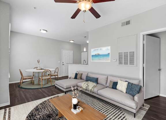 Living Area with Ceiling Fan