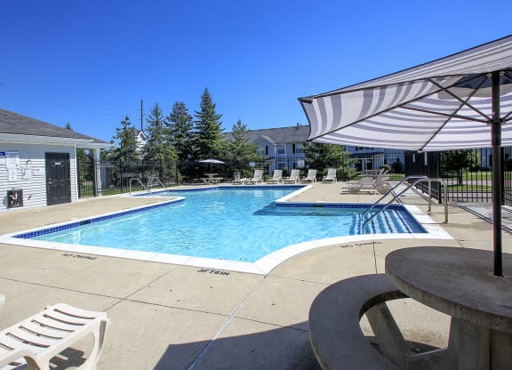 Built-In Cement Picnic Table at the Pool Sundeck