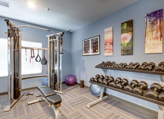 the preserve at ballantyne commons fitness room with weights
