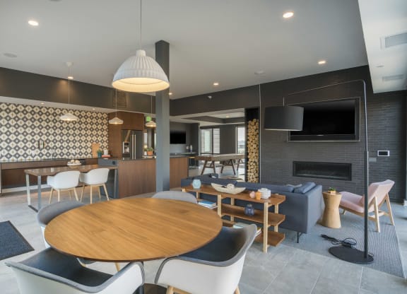Indoor Lounge With Kitchen & Living Area