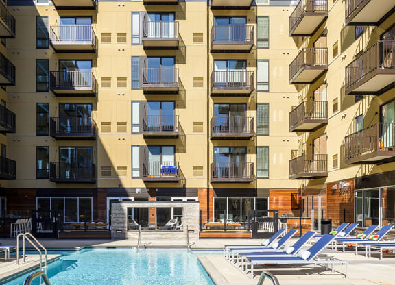 Sparkling Pool With Lounge Chairs