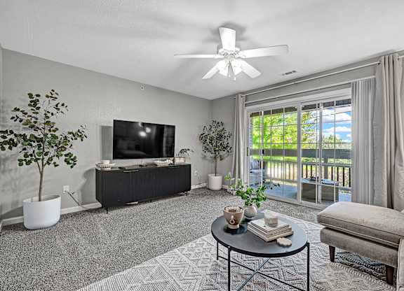 Living Area with Ceiling Fan