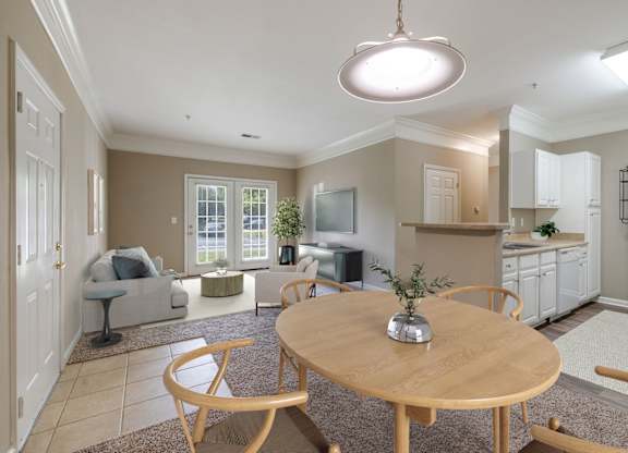 Dining Area with Overhead Lighting
