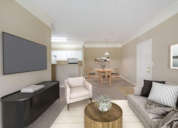 Spacious Living Area with Carpet