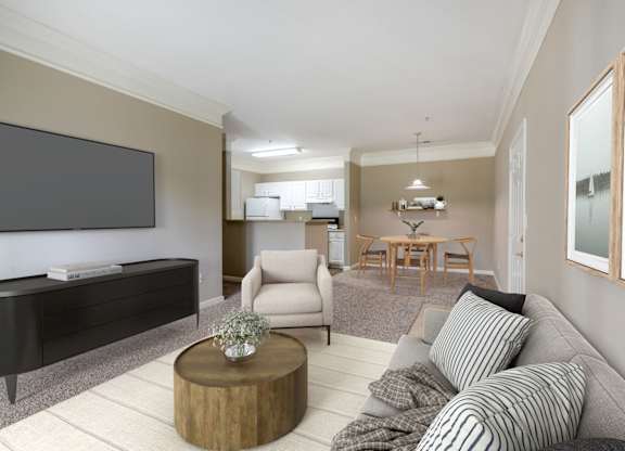 Spacious Living Area with Carpet