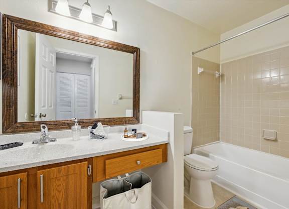 Bathroom with Wood cabinetry