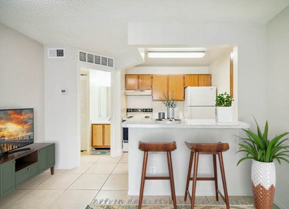 Kitchen with White Appliances