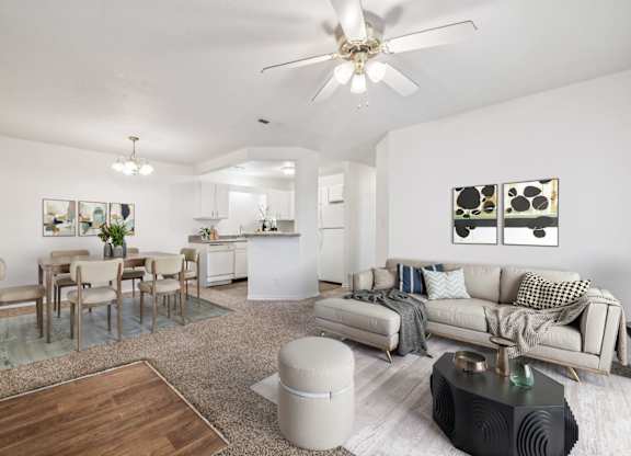 Spacious Living Area with Carpet