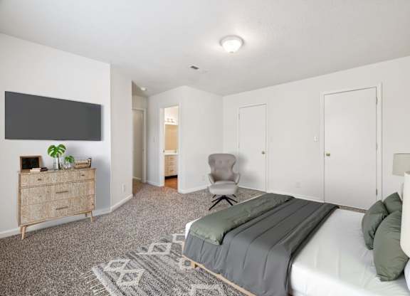 Large Bedroom with Overhead Lighting