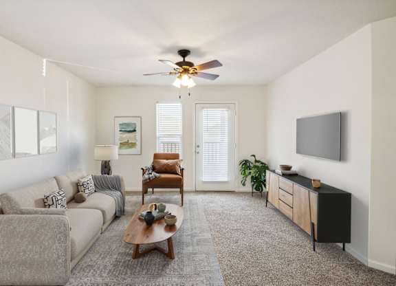 Living Room with Ceiling Fan
